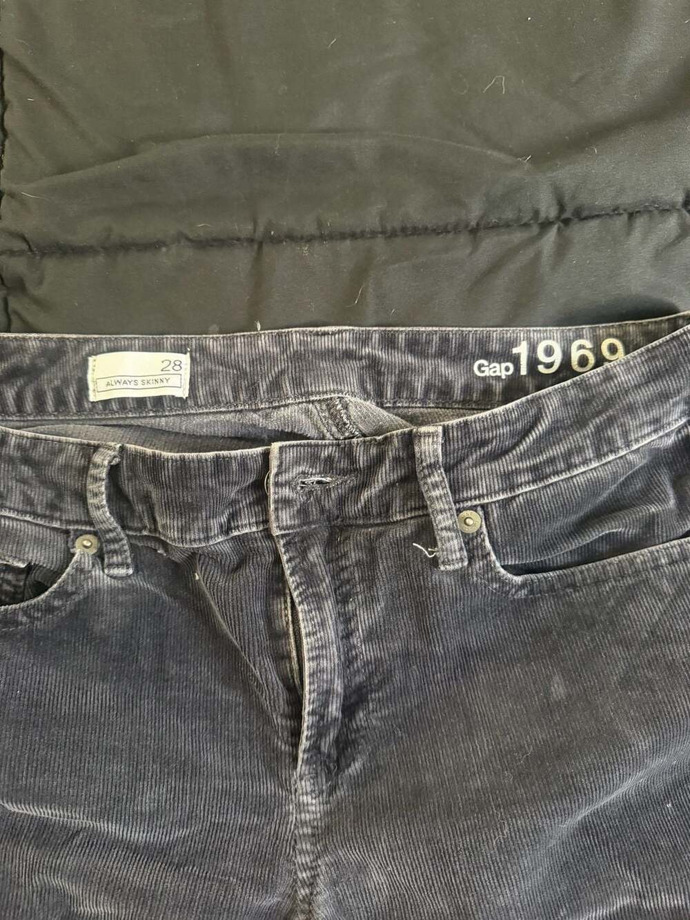 Gap 1969 Always Skinny Women's Charcoal Grey Corduroy Pants Size 28